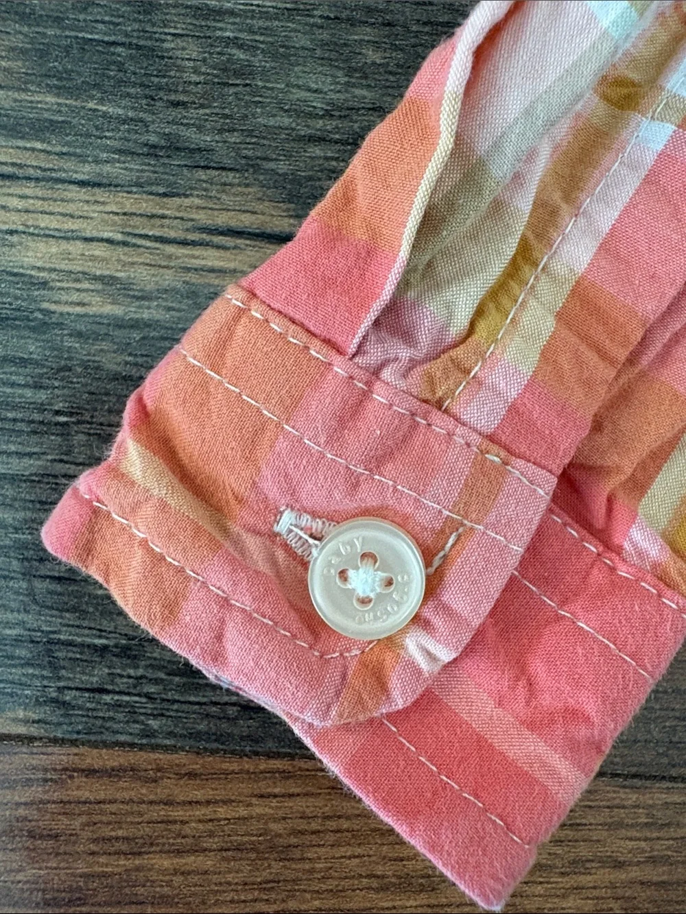 OshKosh B'gosh Coral and Yellow Plaid Infant Button-Up Shirt